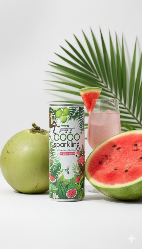Cocofit –  SPARKLING KOKOSNUSSWASSER MIT WASSERMELONE Aludose 6 pcs