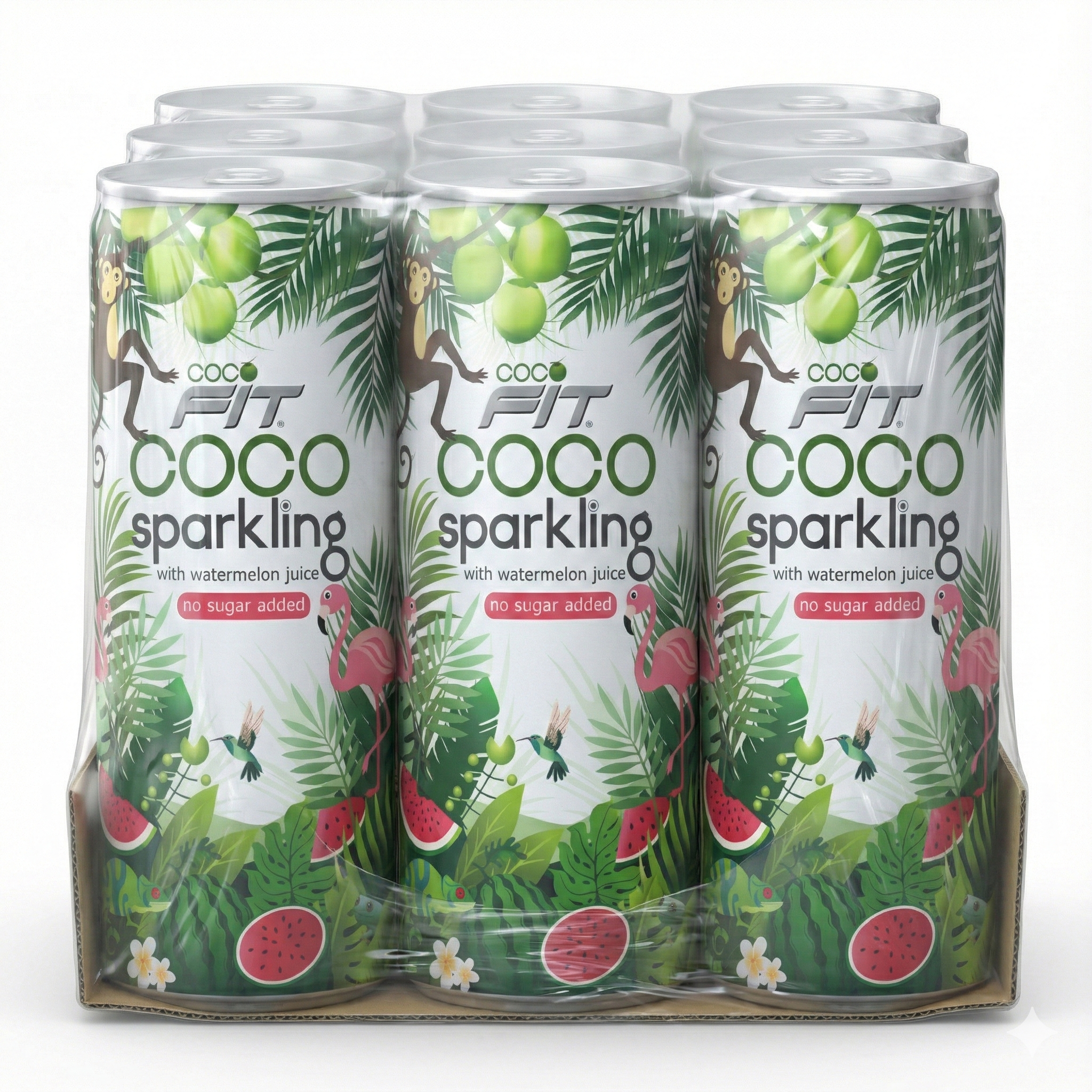 Cocofit –  SPARKLING KOKOSNUSSWASSER MIT WASSERMELONE Aludose 6 pcs