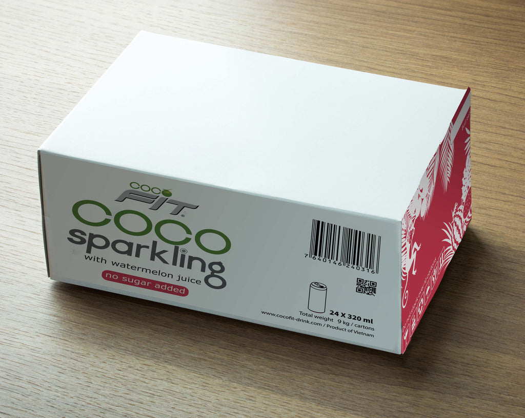 Cocofit –  SPARKLING KOKOSNUSSWASSER MIT WASSERMELONE Aludose 24 pcs (Karton)